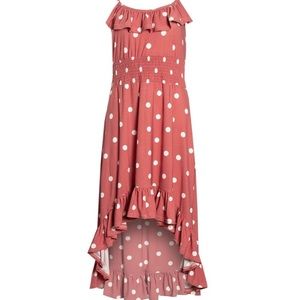 NWT Polka Dot High-Low Maxi Dress - Pink- Medium